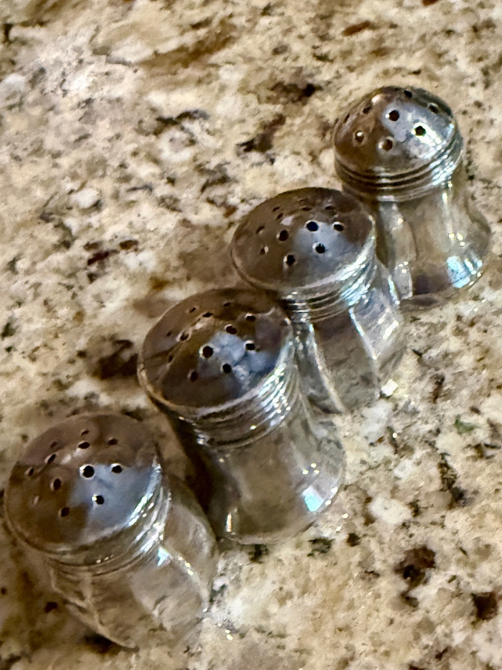 Vincent Lollo Sterling Silver four antique mini salt & pepper shakers 1.5” 1930s